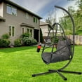 thumbnail image 2 of S-HOME  Swing Egg Chair with Stand in Stylish Wicker Rattan Design, Indoor Outdoor Hanging Chair with Cushions and Cup Holder, 2 of 13