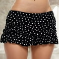 thumbnail image 2 of Women's Low Waisted Ruched Ruffle Mini Swim Skirts with Hipster Bikini Bottoms Black/Polka Dot, Small, 2 of 4