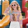 thumbnail image 2 of DISNIMO Girls Cropped Sweatshirt Highland Cattle Flower Printed Long Sleeve Crop Tops Pull On Pullover Sweatshirt Crew Neck Cropped Pullover Hoodies, 2 of 7