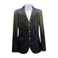thumbnail image 2 of UVEASISHA Mens Sequin Blazer Court Style Fashion Prom Party Jackets Notch Lapel Single Breasted Shiny Suit Jacket Regular Fit Stylish Tuxedos Clearance Sales,Blue,2XL, 2 of 8