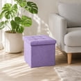 thumbnail image 5 of Storage Ottoman Cube Folding Teal Fabric for Small Space Living Room Use, 5 of 7