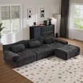 thumbnail image 2 of Muumblus Modular Sectional Sofa with Movable Ottoman, Oversized L-Shaped Cloud Sofa with Chaise, Boneless Deep Seat Living Room Couch, Black Chenille, 2 of 12