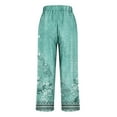 thumbnail image 4 of Women's Pants with Pockets Gradient Print Straight Leg High Waist Cropped Trousers Casual Loose Lounge Pants (M, Green 1), 4 of 5