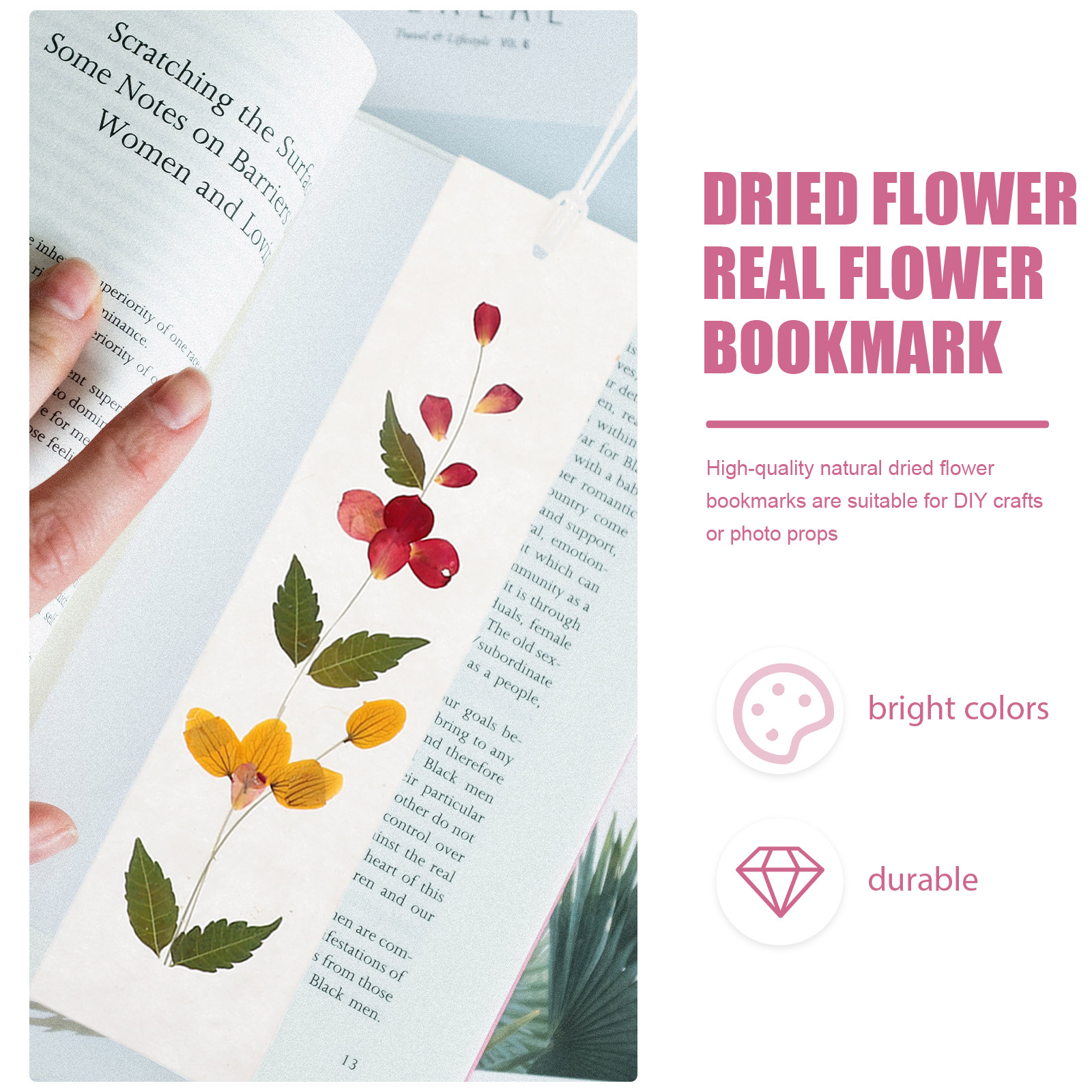 4pcs Natural Dried Flowers Bookmarks DIY Materials Unique Bookmarks (Random  Color)