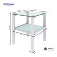 thumbnail image 4 of Glass End Tables, Small Glass Top End Table, White Side Table, Square Shape, Tempered Glass Top, Metal Frame, for Living Room Bedroom (White, End Table), 4 of 11