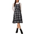 thumbnail image 1 of Vestido Vintage a Cuadros INSPIRE CHIC para Mujeres con Volantes, Sin Mangas, Cintura Ajustable, Corte A, Pinafore, Talla XL, Negro y Blanco, 1 of 5