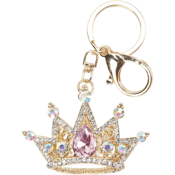 Crown Rhinestone Keychain Gold, 3D Crystal Key Ring for Women Car Keys