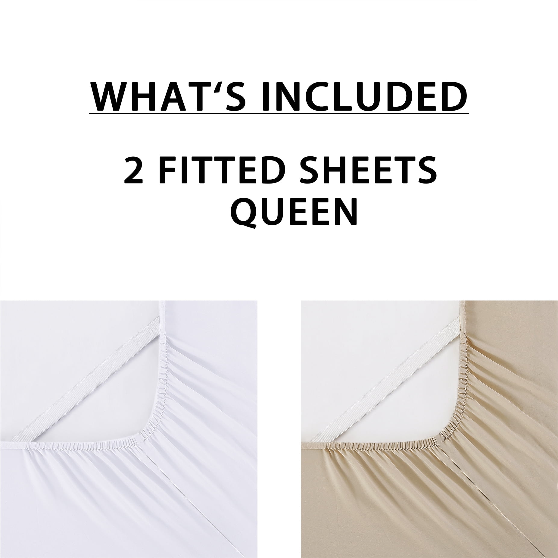 Mainstays Super Soft Microfiber 2-Pack Fitted Sheet, Arctic White/Papyrus Beige, Queen