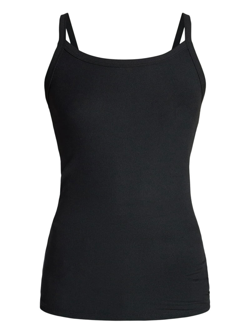 No Boundaries Ribbed Cami Top for Women, Sleeveless, Scoop Neck
