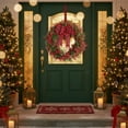 thumbnail image 5 of 15.7 Inch Artificial Eucalyptus Boxwood Wreath with Plaid Bowknot, Mini Grapevine Farmhouse Wreath for Front Door - Spring Christmas Wall Window Party Home Indoor Decor, 5 of 5