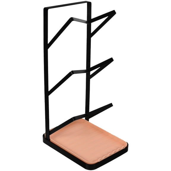 HOMEMAXS  Kitchen Pot Lid Spoon Holder Countertop Cabinet Utensil Black