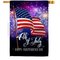 Breeze Decor 28 x 40 in. 4th of July Americana Double-Sided Vertical Decoration Banner House & Garden Flag - Yard Gift