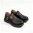 thumbnail image 5 of Q-235 Black Office Casual Loafers Womens Vintage Strap Buckle Round Toe Comfortable Slip On Pu Party Shoes, 5 of 6