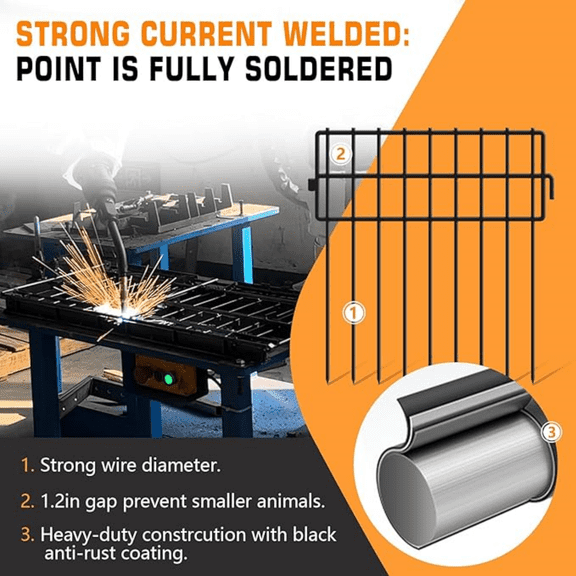32 Panels Animal Barrier Fence No Dig, 32ft(L) X 13in(H) 1.2in Gap Rabbit Fences Ground Defense Border Small Metal Fencing, Dog Blocker Under Barriers for Garden, Flower Bed, Patio