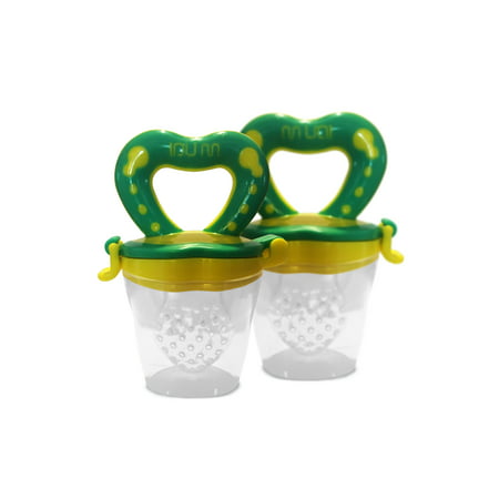 Best 2 Pack Baby Teether Soother Unique Baby & Toddler Food Pacifier Feeder For Eating Fresh Fruit -n- Veggies and Meat Safe & Choke Free. Storage Container & Silicone (Best Fruit To Start Baby On)