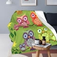 thumbnail image 4 of LNWH Colorful Owl Family Pattern Throw Blanket, Flannel Sofa Blankets for All Seasons, 80"x60", 4 of 8