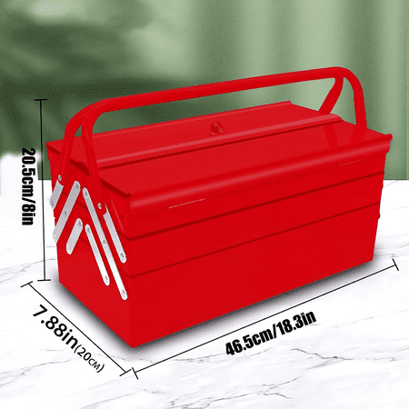 Three-Tier Cantilever Metal Toolbox in Red Multi-Layer Portable Tool Organizer for Household Repair Hardware and General Tool Storage Three-Tier Cantilever Metal Toolbox in Red Multi-Layer Portable Tool Organizer for Household Repair Hardware and General Tool Storage