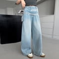 thumbnail image 5 of FINALGANG Girls Kids Elastic Waist Barrel Jeans With Contrast Stitching Seam Relaxed Fit Soft Light Wash Denim Pants For Daily Wear Playtime Casual Summer Outings Stylish Trousers, 5 of 9
