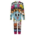 thumbnail image 4 of Amazing World of Gumball Men's Hooded Jumpsuit - Zip Up One Piece Pajamas Soft Cozy Winter Warm Plush Loungewear, 4 of 8