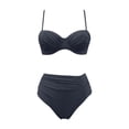 thumbnail image 4 of JIAYUE Women Swimsuit Sets Spaghetti Strap Sweetheart Neck Two Piece Bikini Top With High Waist Bottoms Solid Color Tankini Resort Female Swimwear, 4 of 4