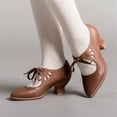 thumbnail image 2 of Women's Leather Shoes High Heels Lace-Up Casual High Heel Shoe shikongkuajing, 2 of 6