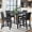 Black +  5 Piece Counter Height Table Set + Fabric, variant on Luckynote 5 Piece Counter Height Table Set, Wooden Kitchen Table Set with Square Table and 4 Upholstered Chairs, Counter Height Dining Table with Crystal Decoration and Chair Set, Silver grey