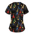 thumbnail image 3 of Titcea Christmas Scrub Tops Women Christmas Tree Printed Short Sleeved V Neck Nursing Uniforms with Pockets Lightweight Comfort Scrub Shirts, 3 of 3