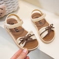 thumbnail image 2 of Xfvqtps Kids Girls Beach Sandals Bow Open Toe PVC Soft Sole Flats Hook and Loop Summer Shoes, 2 of 7