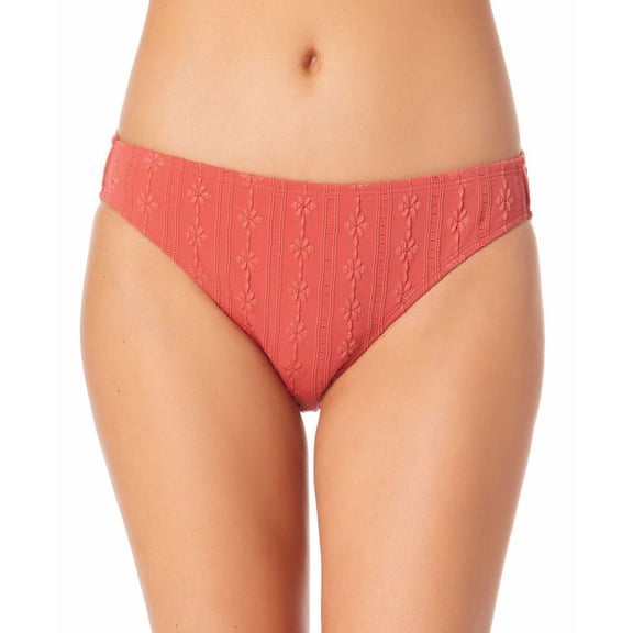 California Waves Junior's Textured Hipster Bikini Bottoms Swimsuit Orange Size Small