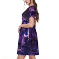 thumbnail image 2 of Disketp Purple Hippo In Water para Vestido de Manga Corta para Mujeres, Vestidos de Verano para Mujeres, Casual y Holgado para la Playa, 2 of 6