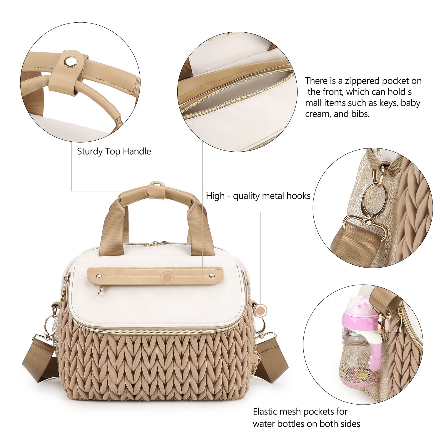 Sunyuer Diaper Bag Tote, Quilted Multifunction Waterproof Hospital Bag for Labor Delivery, Travel Large Capacity Diaper Tote
