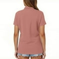 thumbnail image 4 of Womens Polo Shirts Short Sleeve Button Lapel Collared Summer Tops Business Casual Basic Tees Watermelon Red L, 4 of 4