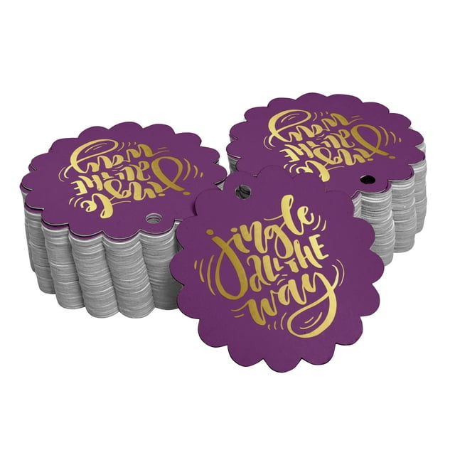 Inkdotpot Real Gold Foil Jingle All The Way Christmas Tags Favor Hang Paper Tags 100 Pieces