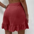 thumbnail image 4 of Babysbule Women Shorts Clearance Women's Fashion Solid Color Casual Wide Leg Ruffle Loose High Waist Shorts Pants, 4 of 6