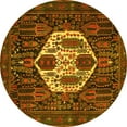 thumbnail image 1 of Ahgly Company Machine Washable Indoor Round Medallion Yellow Traditional Area Rugs, 6' Round, 1 of 4