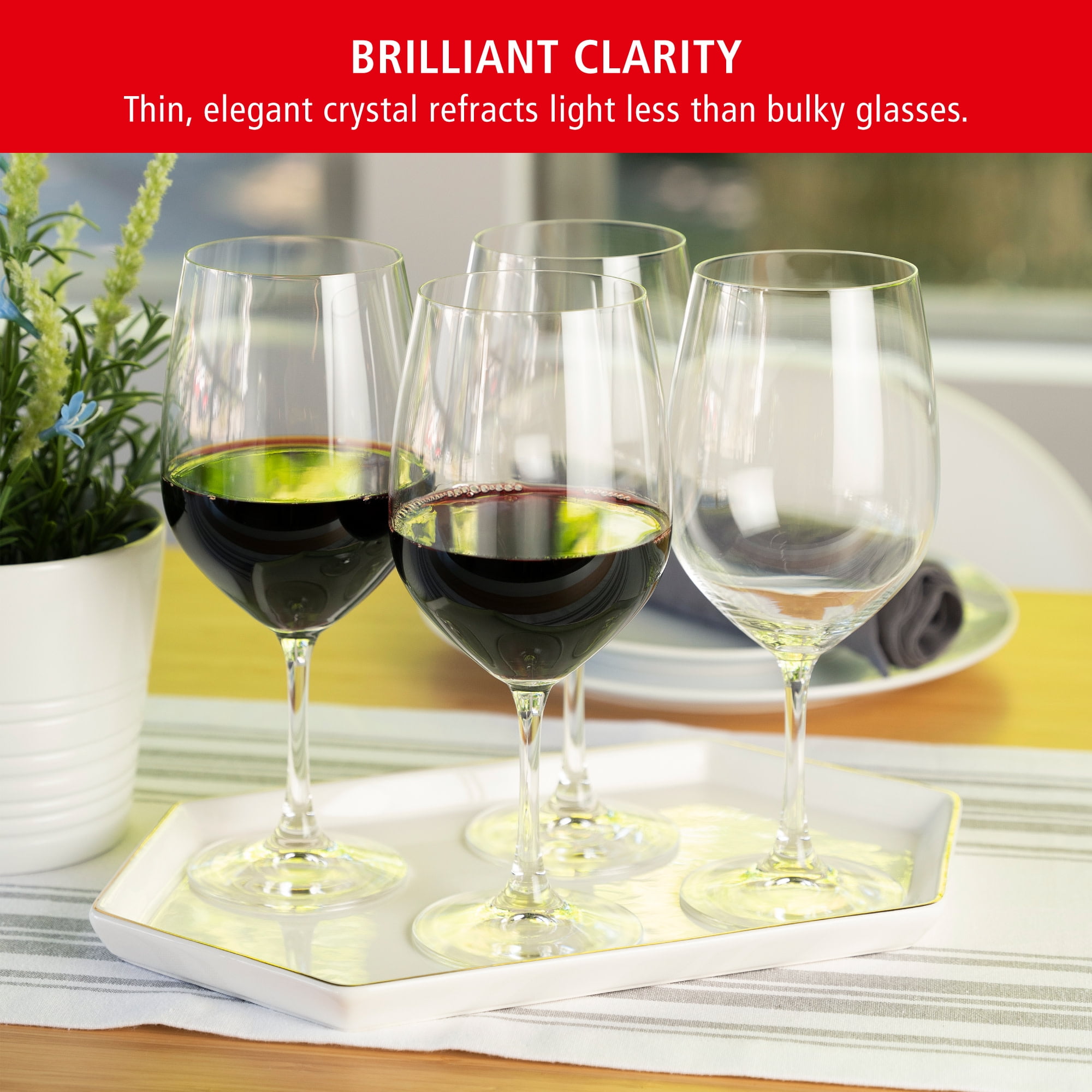 Spiegelau Vino Grande Bordeaux Wine Glasses, Set of 4, European-Made Lead-Free Crystal, Classic Stemmed, Dishwasher Safe, Professional Quality Red Wine Glass Gift Set, 21.9 oz
