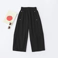 thumbnail image 5 of SGFCWSX Girls Wide Leg Pants Elastic Waist Loose Fit Casual Pants with Pockets Lightweight Summer Trousers for Kids Black Size 5 Years, 5 of 5