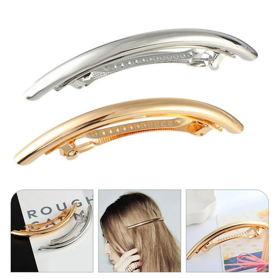 LOLIPPYY 2Pcs Gold Hair Clips for Thick Barrettes Simple Design for Everyday and Special Occasions