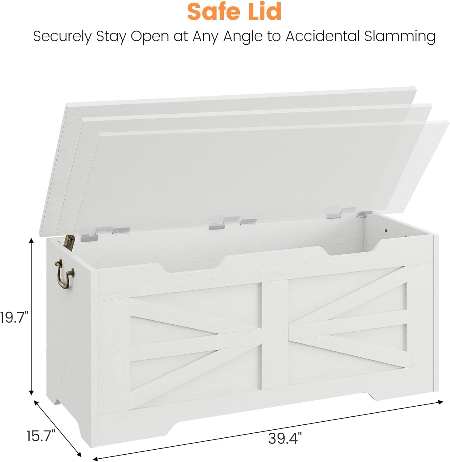 Storage Chest,24.8 In Storage Trunk with Safety Hinges,Wooden Storage Bench,Toy Organizer Box Shoe Bench,Easy Assembly,Storage Bench for Bedroom,Living Room,Entryway