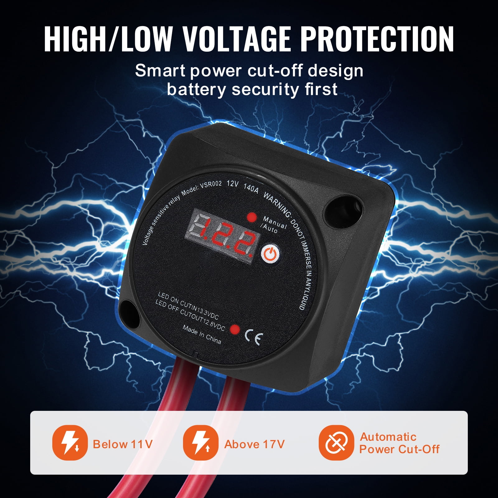 KFFKFF Split Charge Relay Voltage Sense Relay 12V 140A Dual Battery Isolator