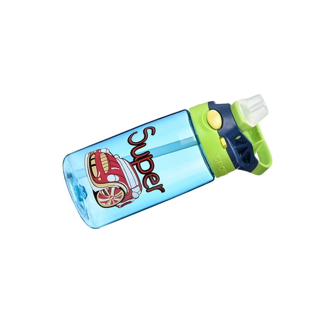 Inteprter Botella de agua ABS para niños, boquilla de silicona a prueba de fugas, interruptor de presión a prueba de golpes, reemplazo de 500ml, taza Teteras Azul Inteprter HA073658-02