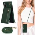 thumbnail image 2 of Crossbody Phone Case for iPhone Xs/X Case with Card Holder for Women,iPhone Xs Case Wallet with Strap Lanyard for Men,PU Leather Magnetic Clasp with Kickstand 5.8",Green, 2 of 18