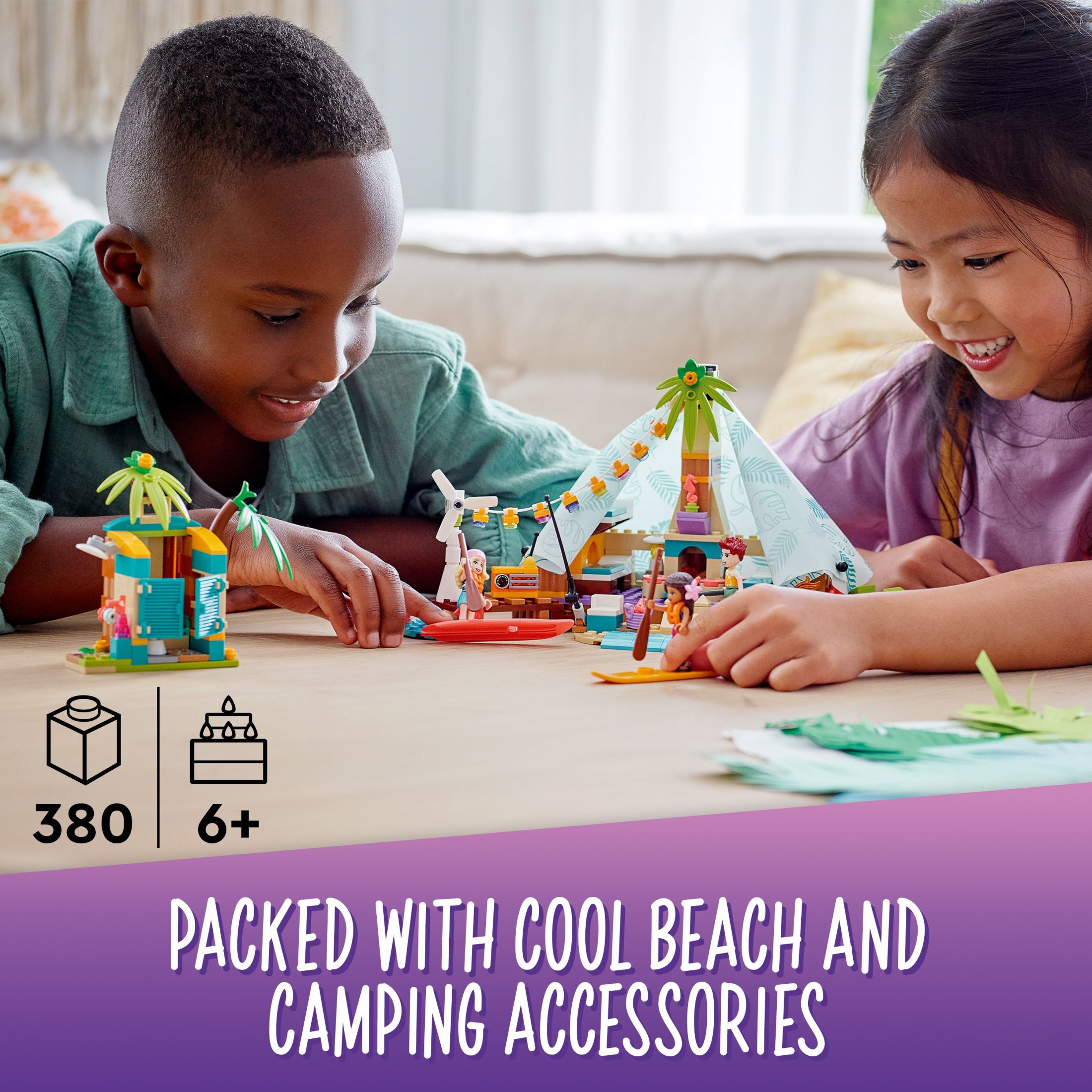 LEGO Friends Beach Glamping 41700 Building Kit; Creative Gift for Kids Aged 6 and up Who Love Nature Toys and Popular Glamping Trips (380 Pieces) - image 4 of 8