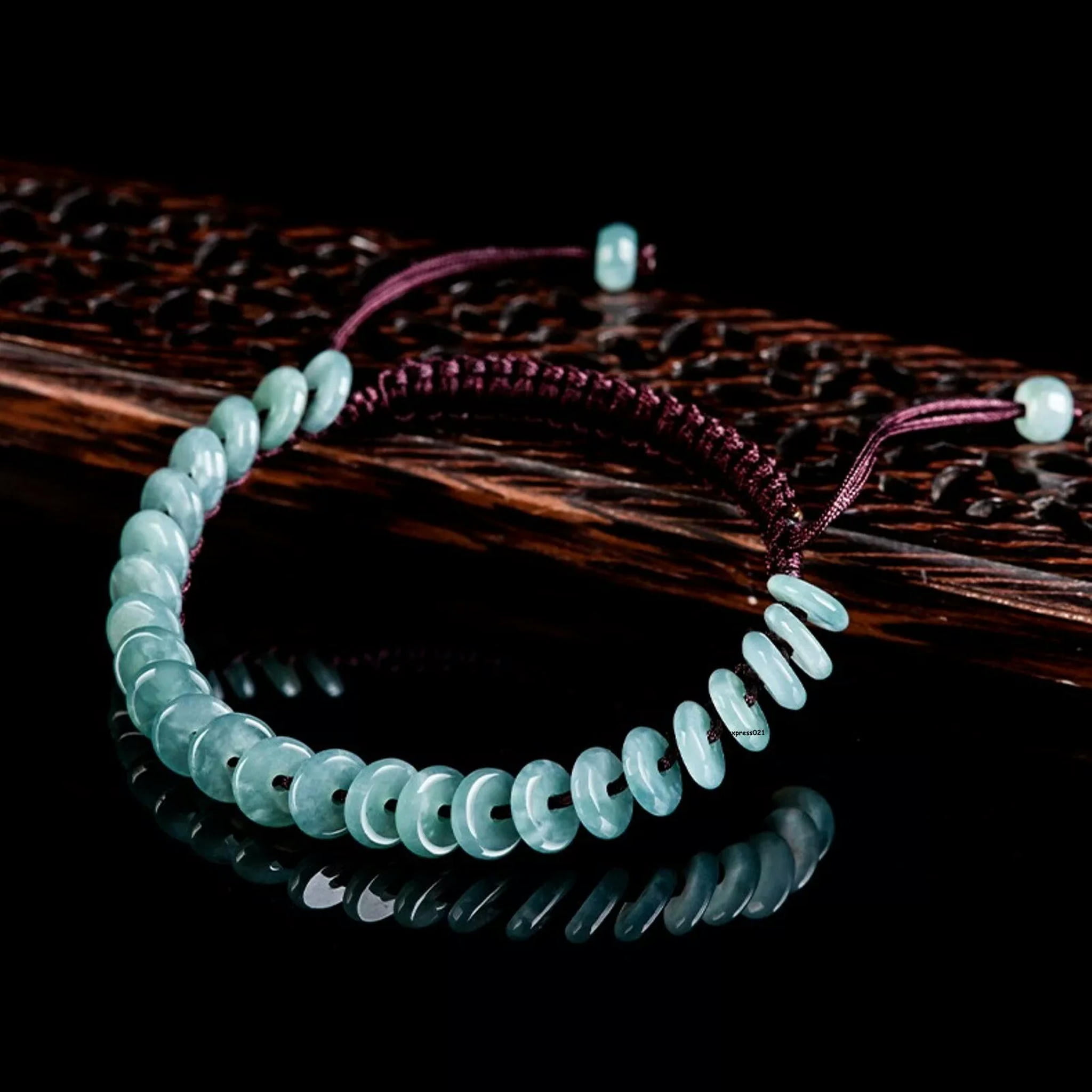 HOOUN Natural Grade A Jade Jadeite Women Round Buckle Beads String Braided Bracelet