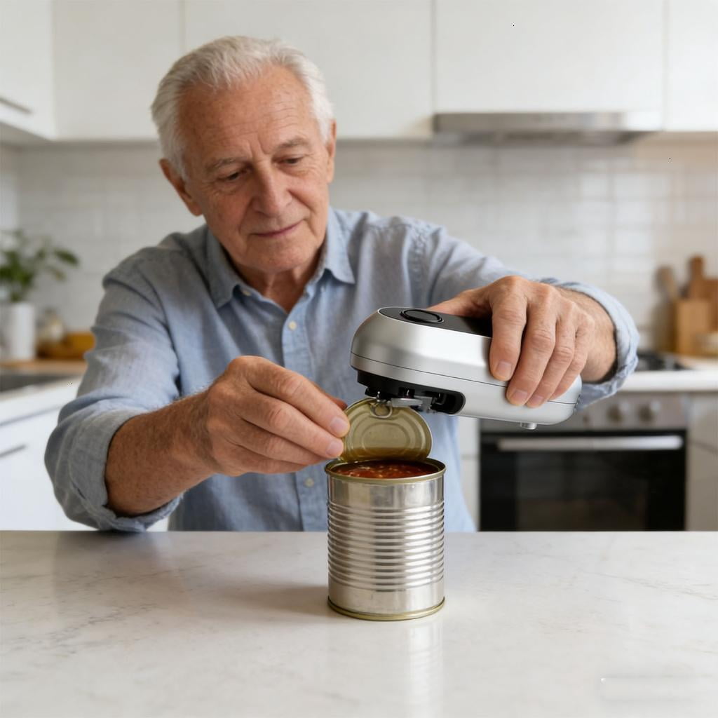 Easy To Use Electric Can Opener With Secure Opening Minimal Effort Needed Great For Mature Individuals And Travel