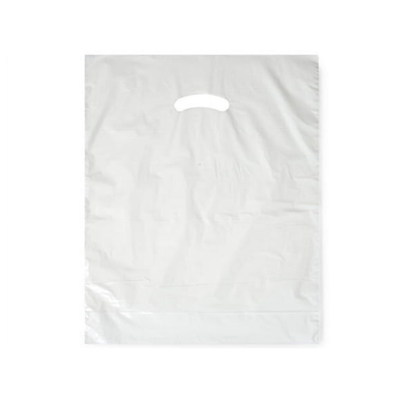Pack Of 500, 15 x 18" x (With 4" Bottom Gusset) Solid White Super Gloss Recycled Plastic Bags 1.25 Mil Made in USA