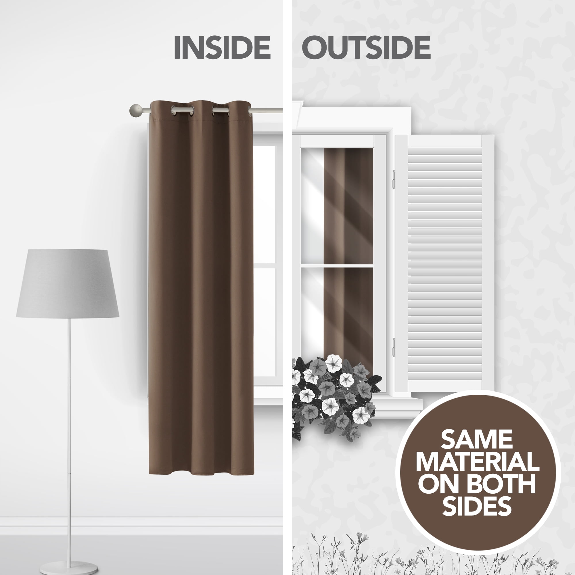 Deconovo Blackout Curtains for Bedroom 42x63 inch, Grommet Thermal Insulated Curtains for Living Room (Brown, 2 Panels)