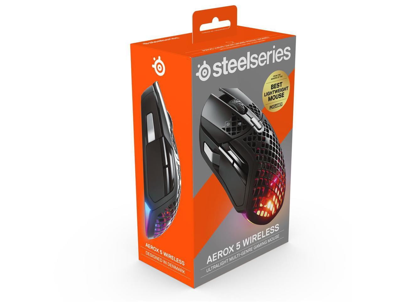 SteelSeries Aerox 5 Wireless Souris gaming - Ultra-légère 74 g - 9 boutons  - Bluetooth/2,4 GHz - Batterie 180 h - Résistante à l'eau IP54 - PC/MAC 