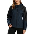thumbnail image 6 of Women's Athletic Jackets Contrast Color Hooded Zip Up Jacket Long Sleeve Waterproof Windbreaker with Pockets Casual Fall Outdoor Sportswear, 6 of 9