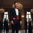 thumbnail image 3 of Men's Bow Tie & Cummerbund And Pocket Hankie Set Classic Bow Tie Cummerbunds Tuxedo Handkerchief For Parties Weddings Proms, 3 of 7